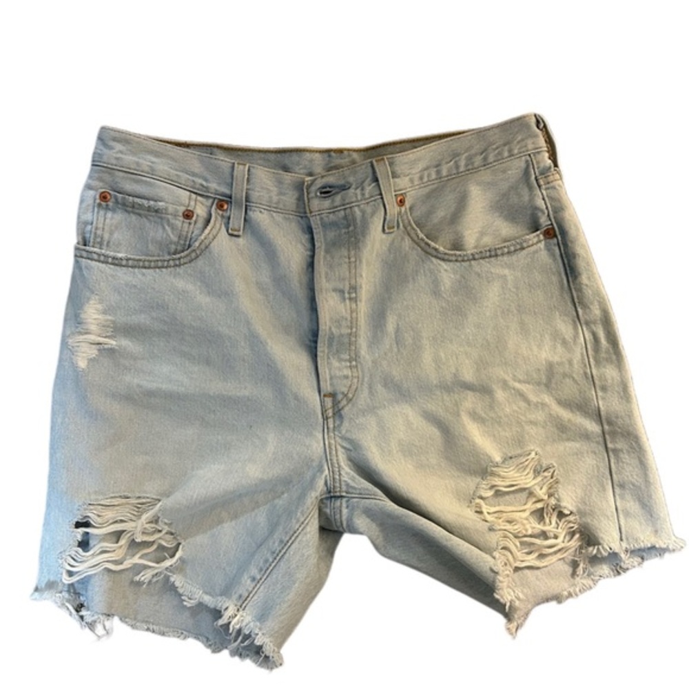 Levi's Distressed Light Blue Denim Shorts